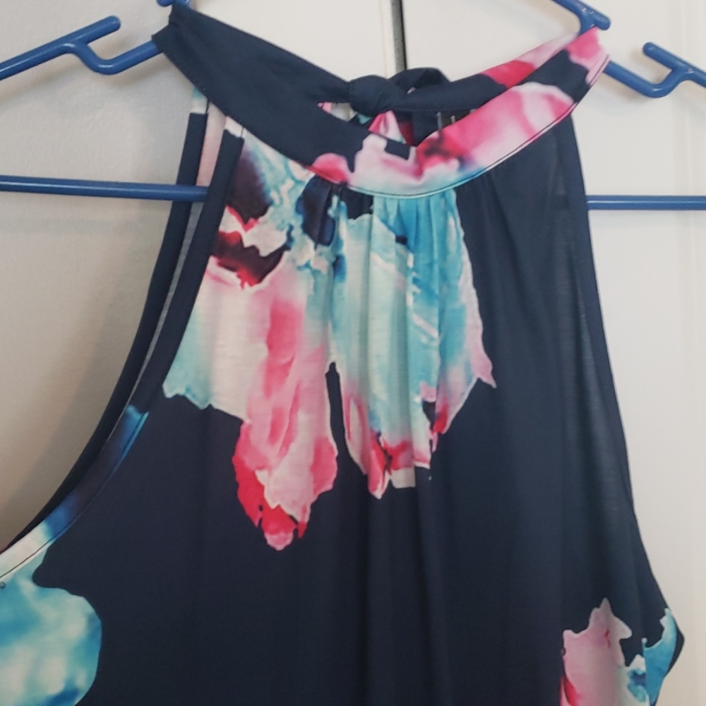 Navy Floral Halter Top Dresd